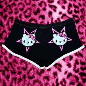 Rare Too Fast Hello Kitty Booty Shorts Hell Satan Cotton Medium NWT Emo Goth
